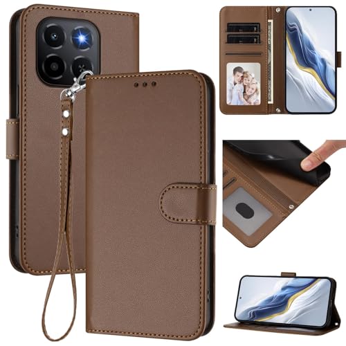 Pzwoxukhov Compatible with Honor X6C Case Cover,Compatible with Honor X5B / X5B Plus Phone Case,Solid Color flip Shockproof Case Cover Brown
