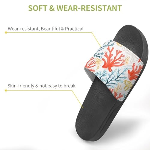 Coral Water Plant House Sandals Non-Slip Bathroom Slippers Beach Summer Shoes for Men Women3