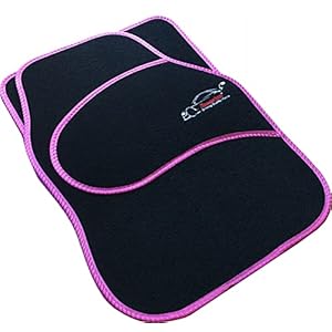 Xtremeauto Car Mats Universal 4PC Set – Sporty Carpet Car Floor Mats, Embroidered Front & Rear Universal Mat, Interior Car Matts For Cars, SUV, Truck & Van, Non Slip Backing (Pink)