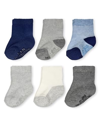 Image of Fruit of the Loom All Weather Baby & Toddler Socks - Cotton Crew Socks with Grips for Boys, Girls and Unisex