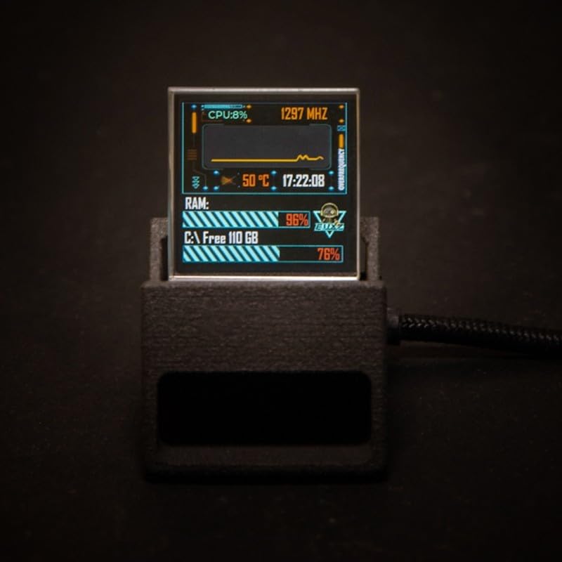 3D Hologramm Uhr Wetteranzeige GIF Animation(black)