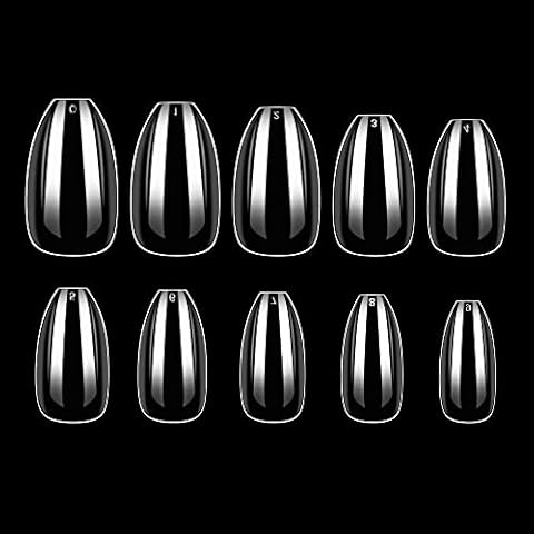 Makartt Short Coffin Nail Tips, Nails Press on Clear Full Cover False Nail Tips 500pcs 10 Sizes for Nail Salons and DIY Nail Salon A-03 Cover