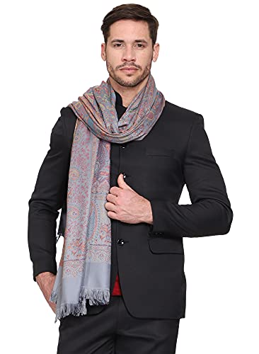 Image of Weavers Villa Men's Paisley Design Woven Poly Wool Blend Gents Shawls, Muffler, Stoles for Men