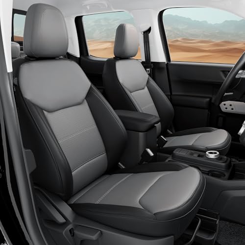 FEINEPRO for Ford Maverick Seat Covers XL XLT Lariat Lobo Tremor 2022 2023 2024 2025 2026 Custom Fit Luxury Car Seat Covers Full Set for Ford Maverick Waterproof Car Seat Cover Black Gray