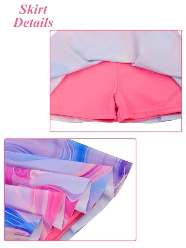 Image of Girls Swimsuit One Piece UPF 50+ Floral Skirted Bathing Suit Modest Beach Swim Dress 3-11 Years