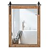 Farmhouse bathroom vanity mirrors rustic wood framed bathroom mirror in barn door style decorative mirrors 24×34 brown enhance your home wall decor  urban country home decor