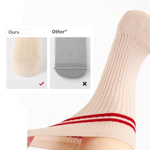 Classic Striped Toddler Crew Socks, White with Red Navy Black Athletic Lines, Cotton Blend, 6 Pairs2