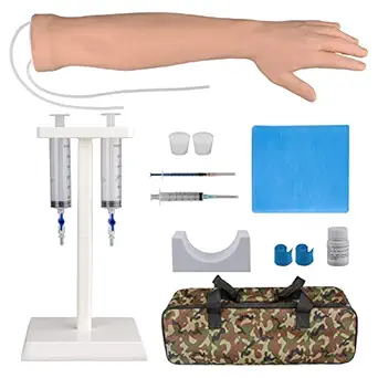 SimCoach Phlebotomy Practice Kit, IV Practice Kit with Phlebotomy Arm, Venipuncture & Injection Practice Kit for IV Insertion Training, Blood Draw Practice Kit for Medical Education