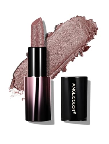 Anglicolor Rossetto Nude Metallizzato per un Effetto Scintillio 3D Sottile,Rossetti Rosa Texture Cremosa,Formula Idratante,Trucco Naturale Idratante Per Le Labbra (02 PEARLIZED ROSEWOOD)