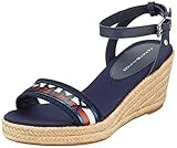  Tommy Hilfiger Damen Tommy Sequins MID Wedge Sandal Zehentrenner, Blau (Sport Navy Db9), 37 EU