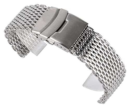 Bracelet de montre en maille d'acier inoxydable de luxe argenté 18/22 mm