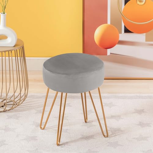 Duhome Sgabello Rotondo in Tessuto Velluto