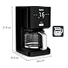 Tefal Cafetière filtre, 10 à 15 Tasses, 1.25 L, Filtre, Programmable 24h, Arrêt Automatique, Ecran numérique, Système anti-goutte, Smart'n Light, Noir, CM600810