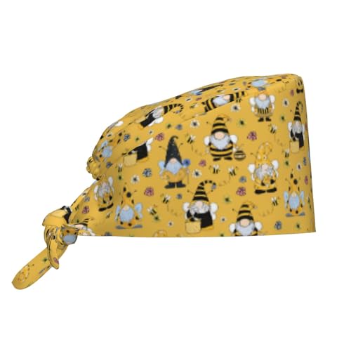 Image of Working Cap Scrub Cap with Sweatband Adjustable Unisex Tie Back Hat for Cleaning Farm Nursing