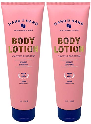 Hand in Hand Cactus Blossom Body Lotion 8 Ounce (Pack of 2) - Bergamot and Crisp Basil - Vegan, Cruelty-Free, Palm Oil Free