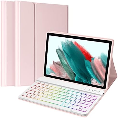 Backlit Keyboard Case for Galaxy Tab A8 10.5 Inch 2022, Detachable Wireless Keyboard, Protective Cover Case Compatible Samsung Galaxy Tab A8 10.5" SM-X200 X205 X207 Tablet, Pink