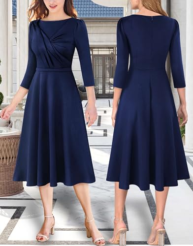 VFSHOW Womens 2024 Business Office Work Professional Elegant Slim Midi A-line Fit and Flare Dress2