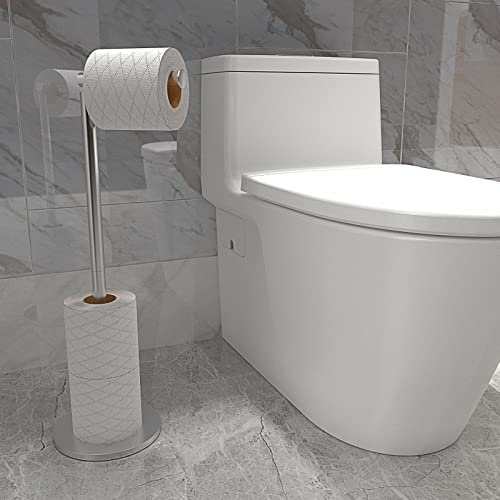 Toilet Roll Holder Free Standing Toilet Paper Holder Stand with Reserve - Image 2