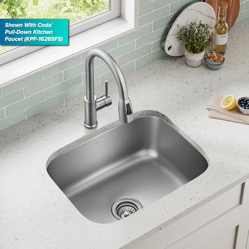 Image of Kraus 23 Inch Stainless Steel Kitchen Sink, Durable 18 Gauge Single Bowl Kitchen Sinks Undermount, KBU12