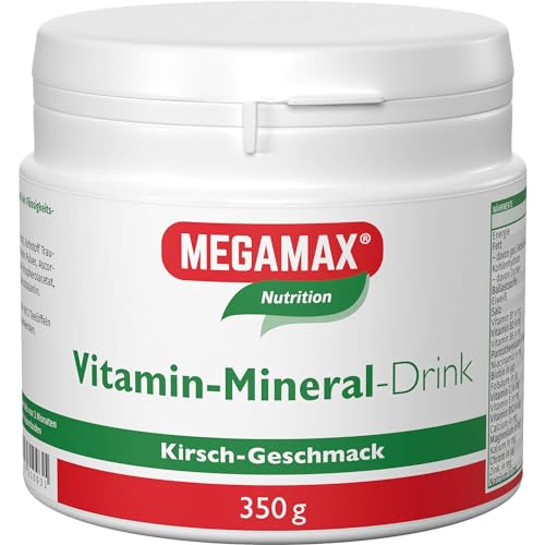 Megamax Vitamin Mineral Drink Kirsche 350 g | Multivitamin-Nahrungsergänzungsmittel hochdosiert, mit vielen wichtigen Vitaminen, Mineralstoffen & Spurenelementen | Kalzium, Magnesium u. Zink (Kirsche)