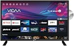 Supersonic SC-2426SDVD 24-inch LED Smart HDTV w/DVD Player, ATSC & NTSC System, 3X HDMI, 1080p, WiFi, USB, Multi Language OSD, AC/DC Compatible for Home, Kitchen, or RV Camper, DC Car Cord Included
