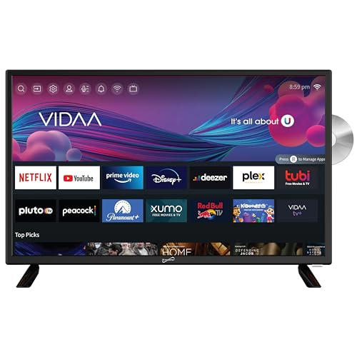 Supersonic SC-2426SDVD 24-inch LED Smart HDTV w/DVD Player, ATSC & NTSC System, 3X HDMI, 1080p, WiFi, USB, Multi Language OSD, AC/DC Compatible for Home, Kitchen, or RV Camper, DC Car Cord Included by Supersonic - Used condition - US$215.99