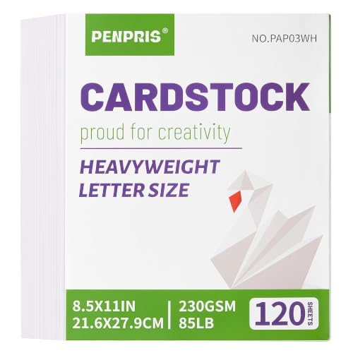 120 Sheets White Cardstock 230gsm/85lb Construction Paper 8.5×11in
