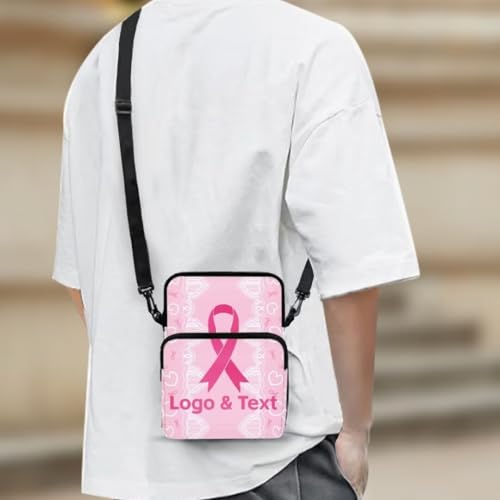 Image of Crossbody Bag for Women Sling Purse Pink Ribbon Cell Phone Holder with Straps