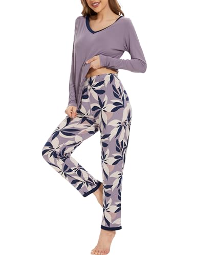 Image of GYS Women's Bamboo Viscose Long Sleeve Pajamas Set