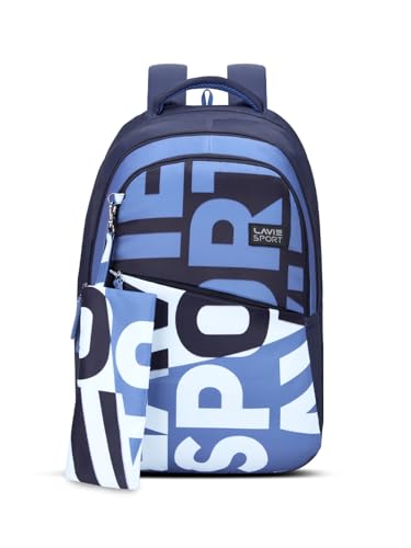 Image of Lavie Sport Troy 35L Navy Backpack | Fits Upto 15 Inch Laptop | Organizer & Bottle Holder |Rain Cover |Pencil Pouch | Gift for Men, Women, Boys, Girls | Laptop Sleeve for School & College