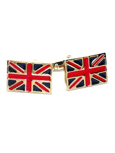 Mancuernillas para hombre tono oro bandera británica miniatura 1