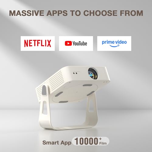 Image of [Officially-Licensed App & Auto Focus]Snow White Smart Mini Projector with WiFi and Bluetooth, XuanPad 4K Support Movie Projector, Portable Native 1080P Outdoor Projector with 360 Stand