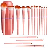 BS-MALL Travel Makeup Brushes – Professional and Durable 16-piece Set Detachable Rotating Handles, Eco-Friendly Design, Comes with Storage Barrel(Orange Travel Case)