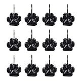 Sunlit Fashion Design Cute Paw Print Polished Shower Curtain Hooks for Dog Cat and Bear, Rust Proof Oil Metal Shower Curtain Rings, Black-12 Pack