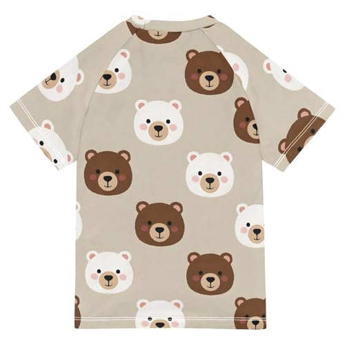 ALAZA Kids Rash Guard Boys Toddler Swim Shirts Short Sleeve Bear Oat Color UPF 50+ 3T2