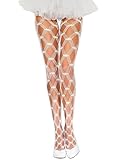 RSLOVE Womens Sexy Fishnet Stockings High Waist Tights Patterned Thigh High Suspenders Pantyhose One Size White