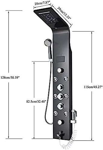 Sistema de Ducha, Torre de Panel de Ducha de Acero Inoxidable con Grifo LED, Sistema de Masaje y Chorro Lluvia - Acabado Niquel Cepillado (Modelos 8006L, 8009, 9001) y Negro (8009l) miniatura 3