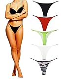ZIZOCCI Womens Cotton Soft Thong Underwear Low Waist G-Strings Sexy Panties (5 PACK) Multi-color