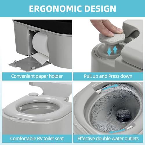Image of YITAMOTOR 6.34 Gal Portable Toilet Camping Porta Potty w /Paper Collection