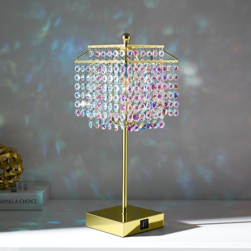 Image of Luvkczc Multicolor Crystal Touch Table Lamp, Bedside Lamps Nightstand Lamps