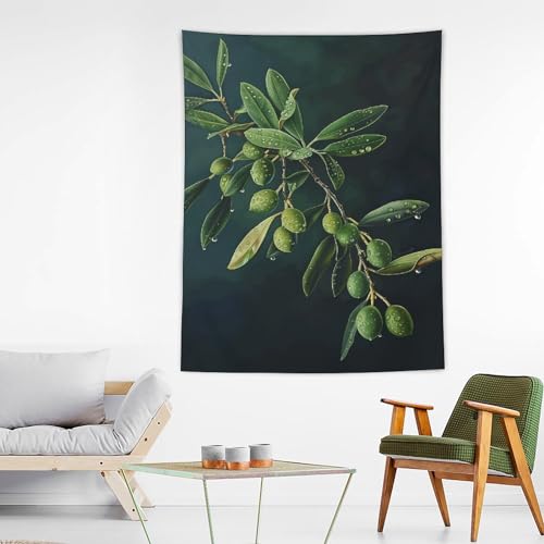 Tapiz decorativo de dormitorio BTCOWZRV, manta de pared con diseño de olivo verde