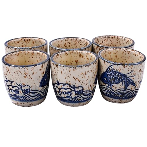 Swlthwen Porcelain Sake Cups of 6, Set of Cups for Japanese Wine Sake