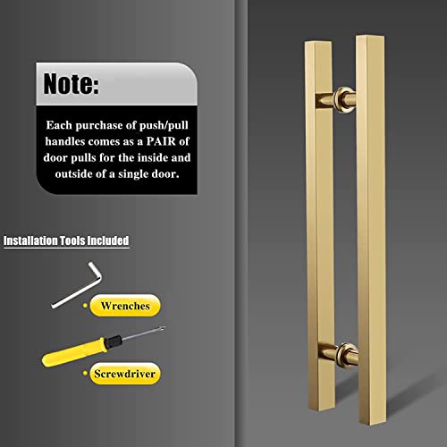 Poignée de porte dorée en H acier inoxydable 80cm luxe pour entrée moderne
