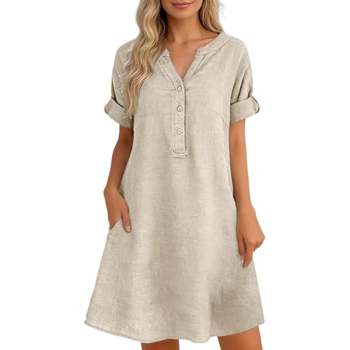 Robe tunique d'été ample fluide et légère à col V pour femme tendance