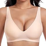 Joyfullygo BH mit tiefem V-Ausschnitt, atmungsaktiv, nahtlos, für Damen, bequem, kabellos,...
