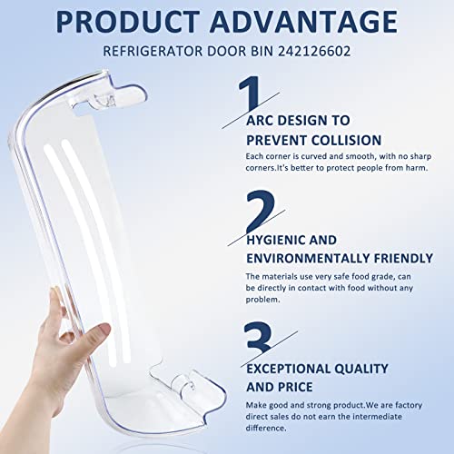 242126602 Frigidaire Door Shelf Replacement Compatible for Frigi-daire Cro-sley White-Westing-house Fridge Door Shelf Lower Side(2 Pack)-by MIFLUS,FFSS2625TS0 LFSS2612TF0 with Additional Egg Tray by MIFLUS - Image 5