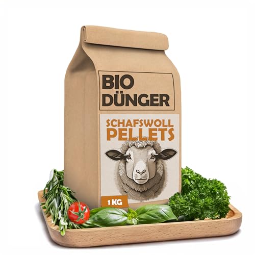WOLLGOLD - Schafwollpellets - Bio Dünger aus Schafwolle - Universaldünger und Langzeitdünger für Erdbeer Dünger und Bio Tomatendünger - Organischer Gemüsedünger - Schafwolldünger aus Wollpellets 1 KG