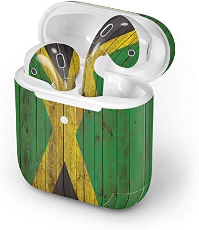 Skinit Decal Audio Skin Compatible with Apple AirPods 2 - Jamaican Flag Dark Wood Design