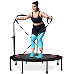 Foldable Mini Trampoline for Adults & Kids 40" Rebounder Trampoline with Adjustable Foam Bar for Indoor Workout Fitness
