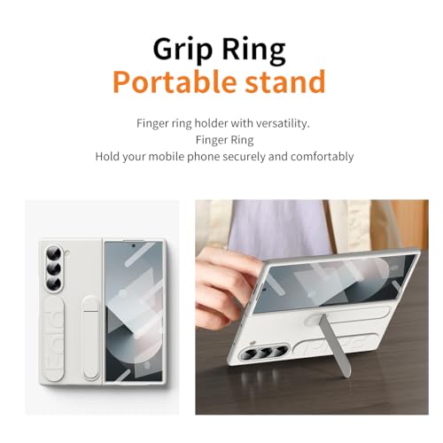 Coque Samsung Galaxy Z Fold 5 blanche avec support poignet et protection écran intégrée